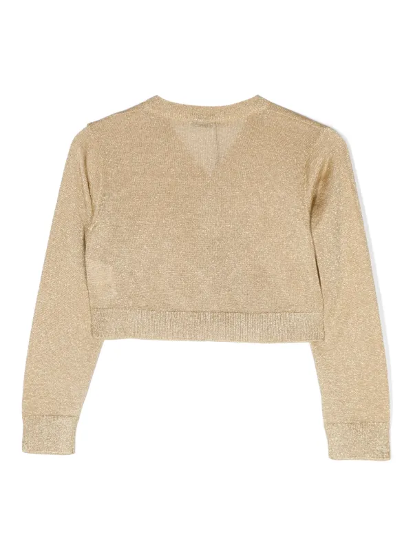 Dolce Gabbana Kids Glittered V-neck Cardigan Gold FARFETCH IN