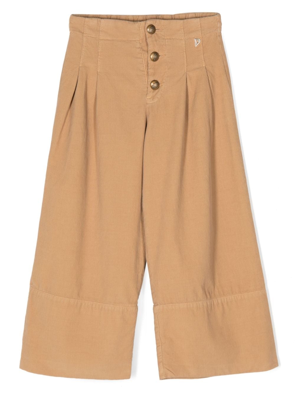 Dondup Kids' Button-up Wide-leg Trousers In Brown