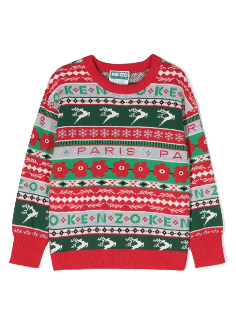 Kenzo Kids Holiday jacquard-pattern jumper