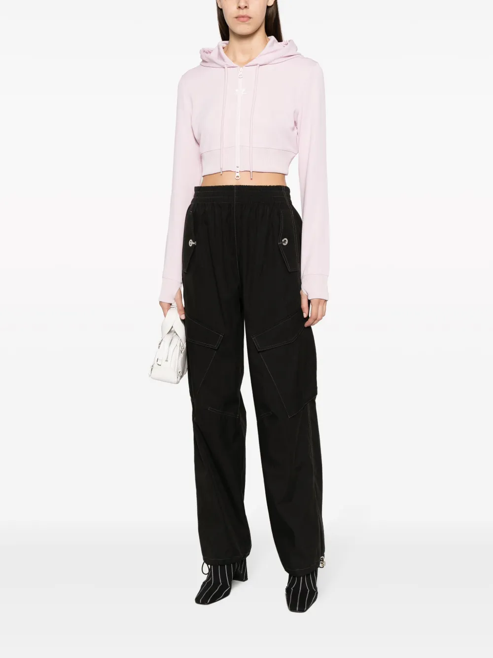 Courrèges zip-up cropped hoodie - Roze