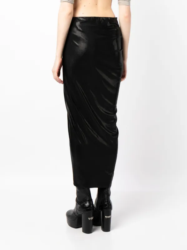 【関税込み】Rick Owens Lilies ミディアムスカート Rick Owens Lilies ハイウエスト ドレープスカート | メタリック