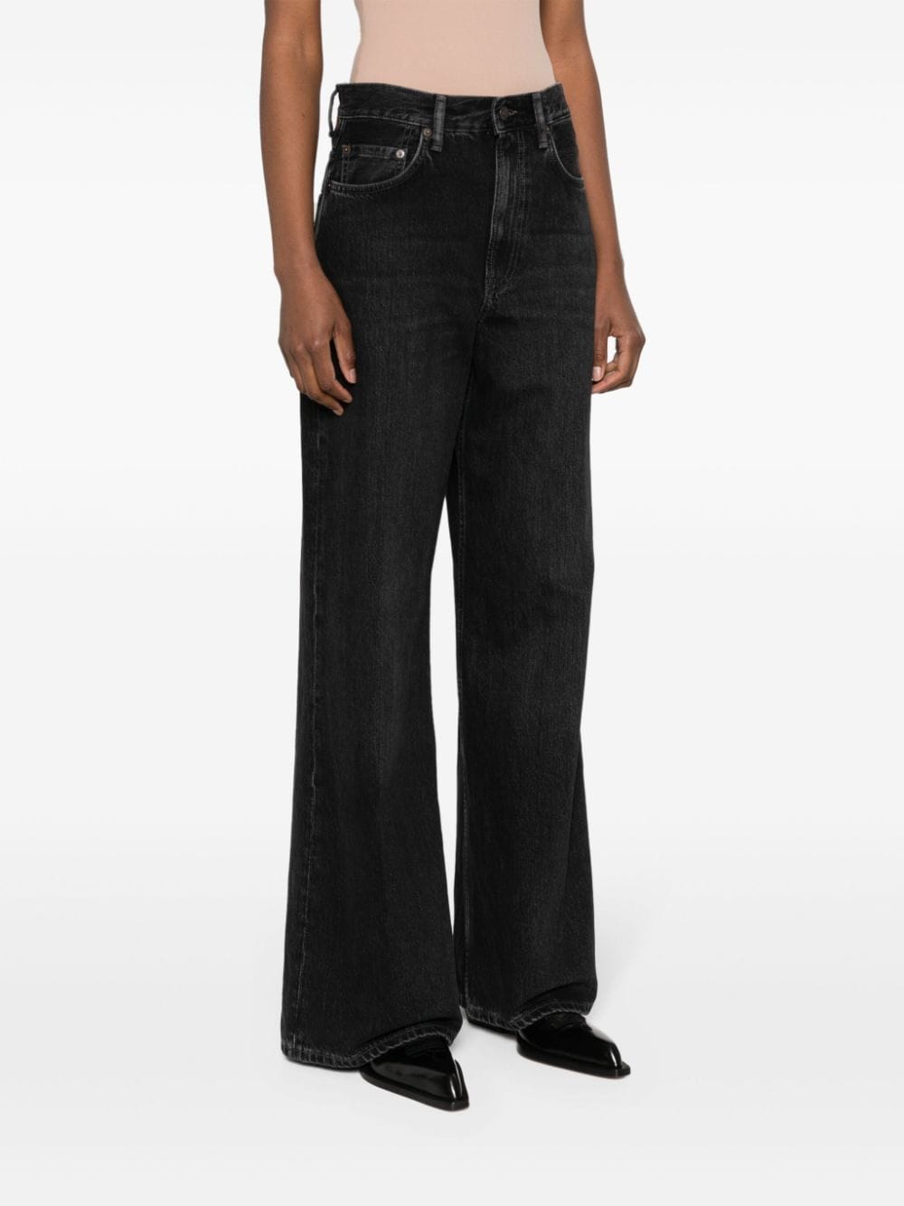 Shop Acne Studios 2022f High-rise Wide-leg Jeans In Black