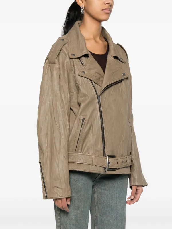 【Acne Studios】ブラウン ラムスキン レザーバイカージャケット Acne Studiosのブラウン ラムスキン レザー バイカージャケット