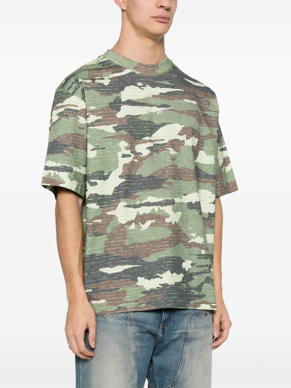 Shop Acne Studios Abstract-print T-shirt In Green
