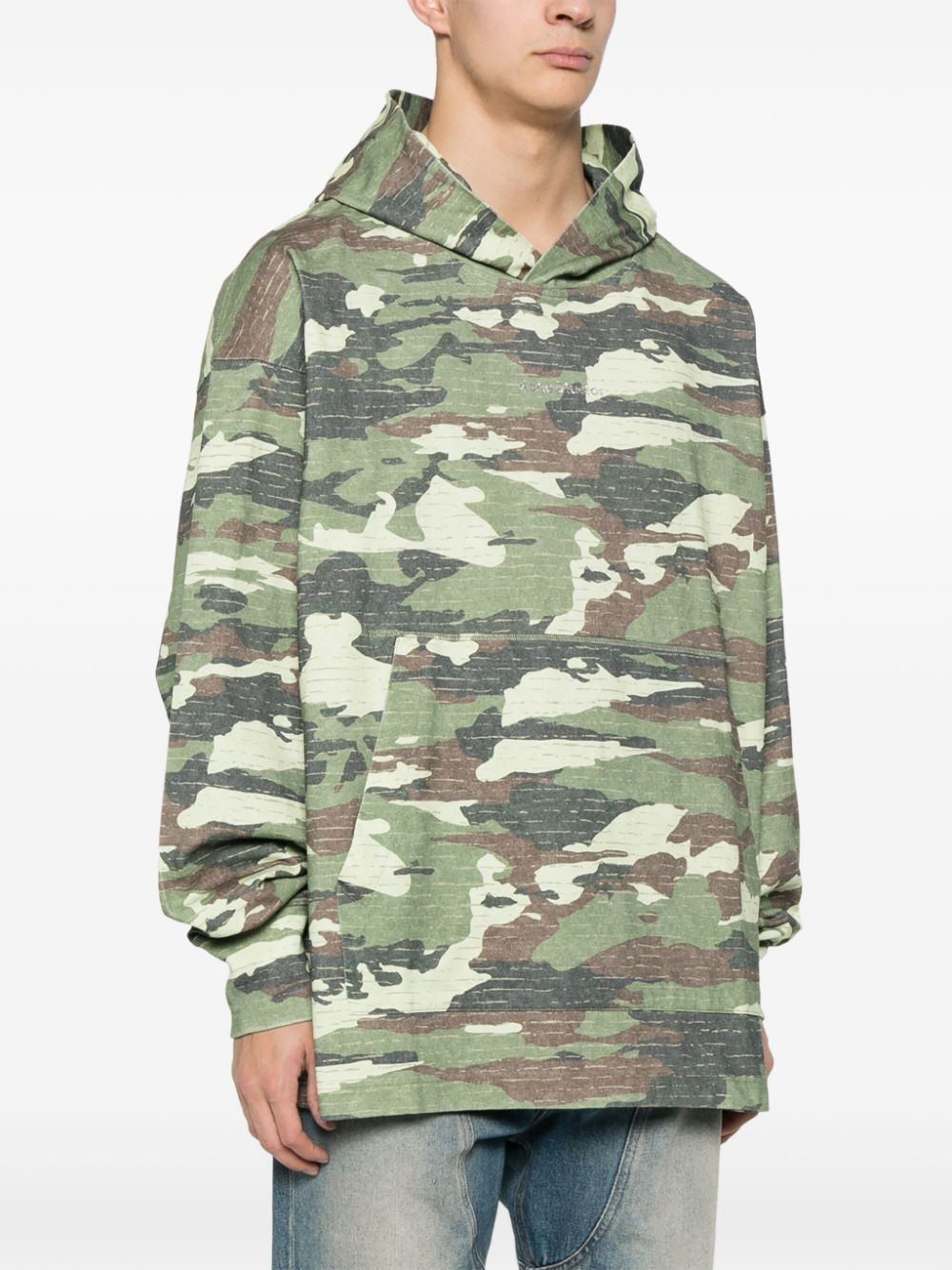 Shop Acne Studios Abstract-print Hoodie In Green