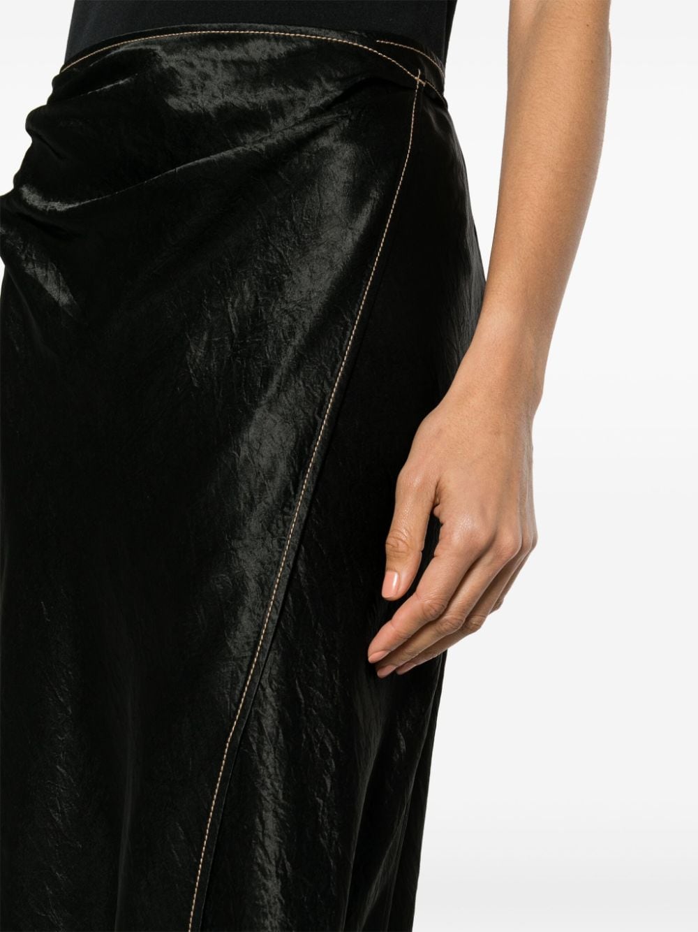 Shop Acne Studios Wrap Midi Skirt In Black