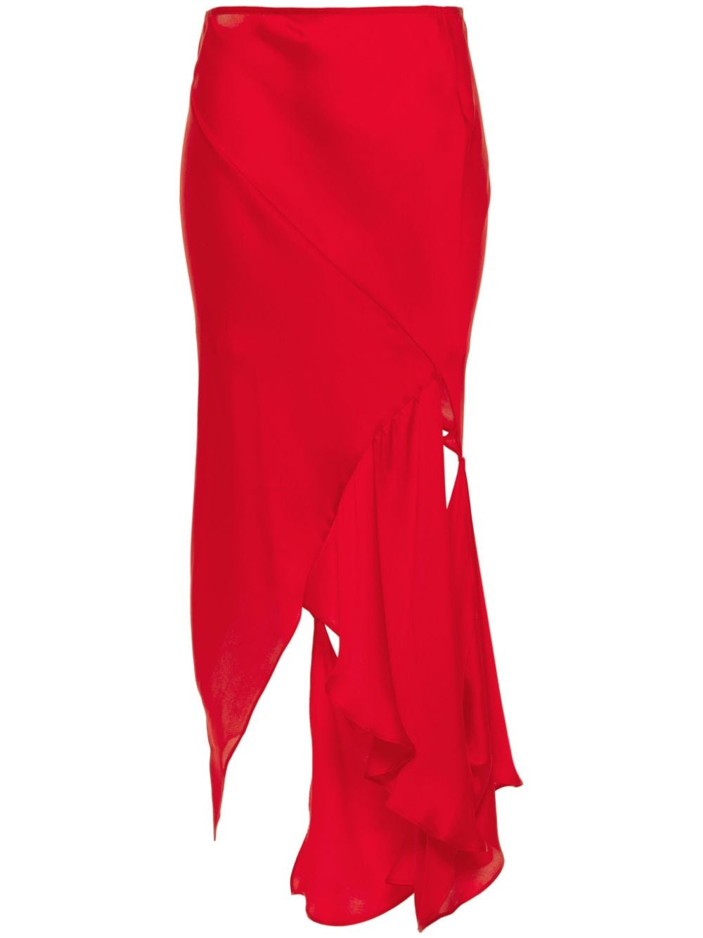 Shop Acne Studios Cut-out Silk Maxi Skirt In Red