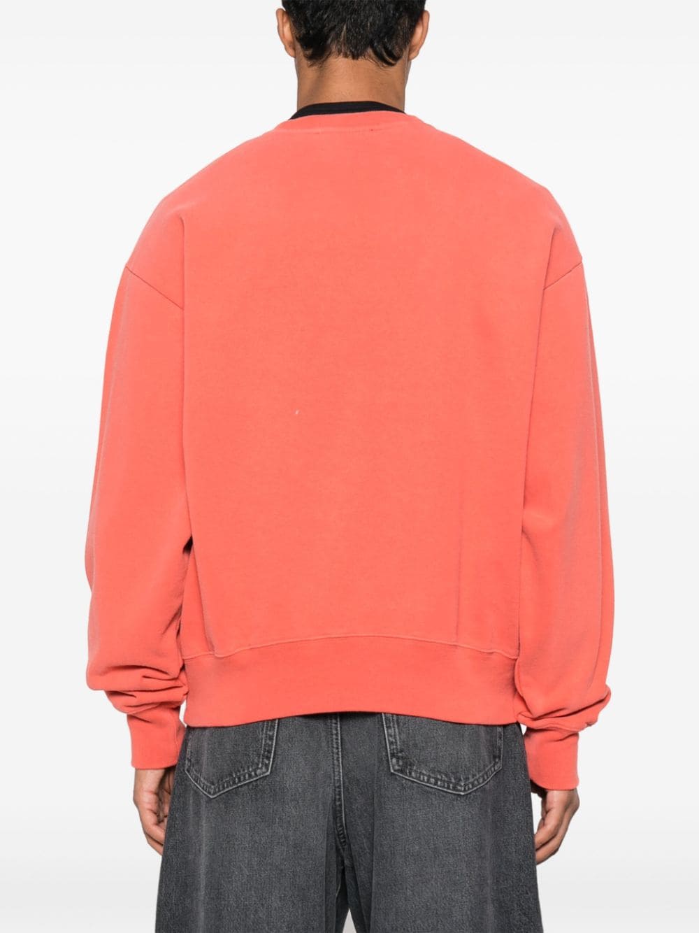 Shop Acne Studios Slogan-appliqué Cotton Sweatshirt In Orange