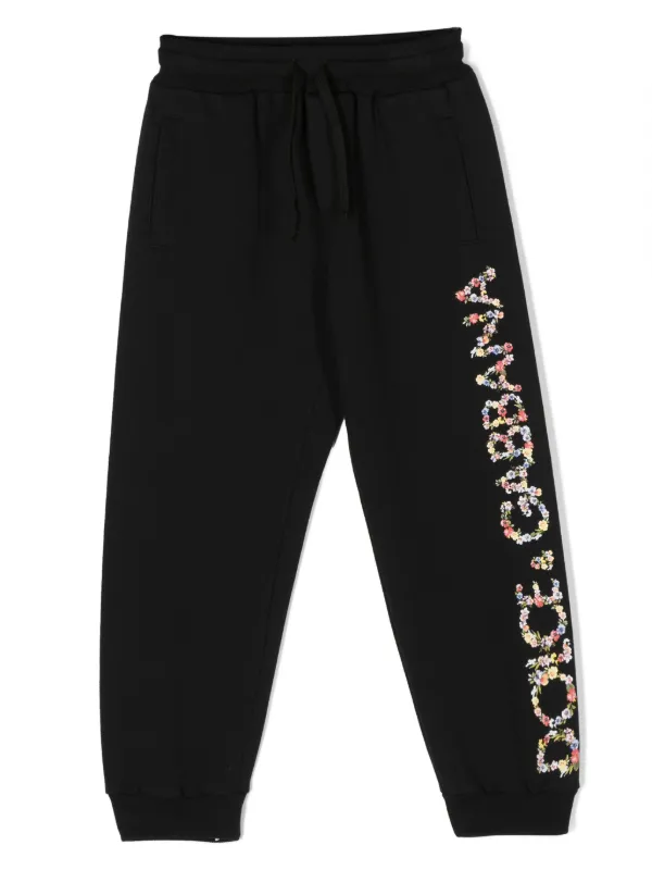 Dolce Gabbana Kids logo print Cotton Track Pants Black FARFETCH IE