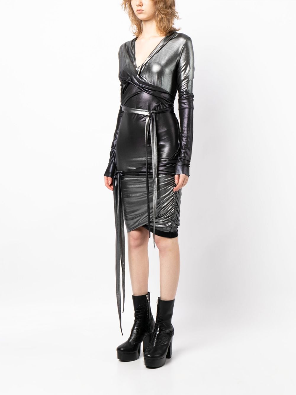 Shop Rick Owens Luxor Emma Asymmetric Minidress In Metallic