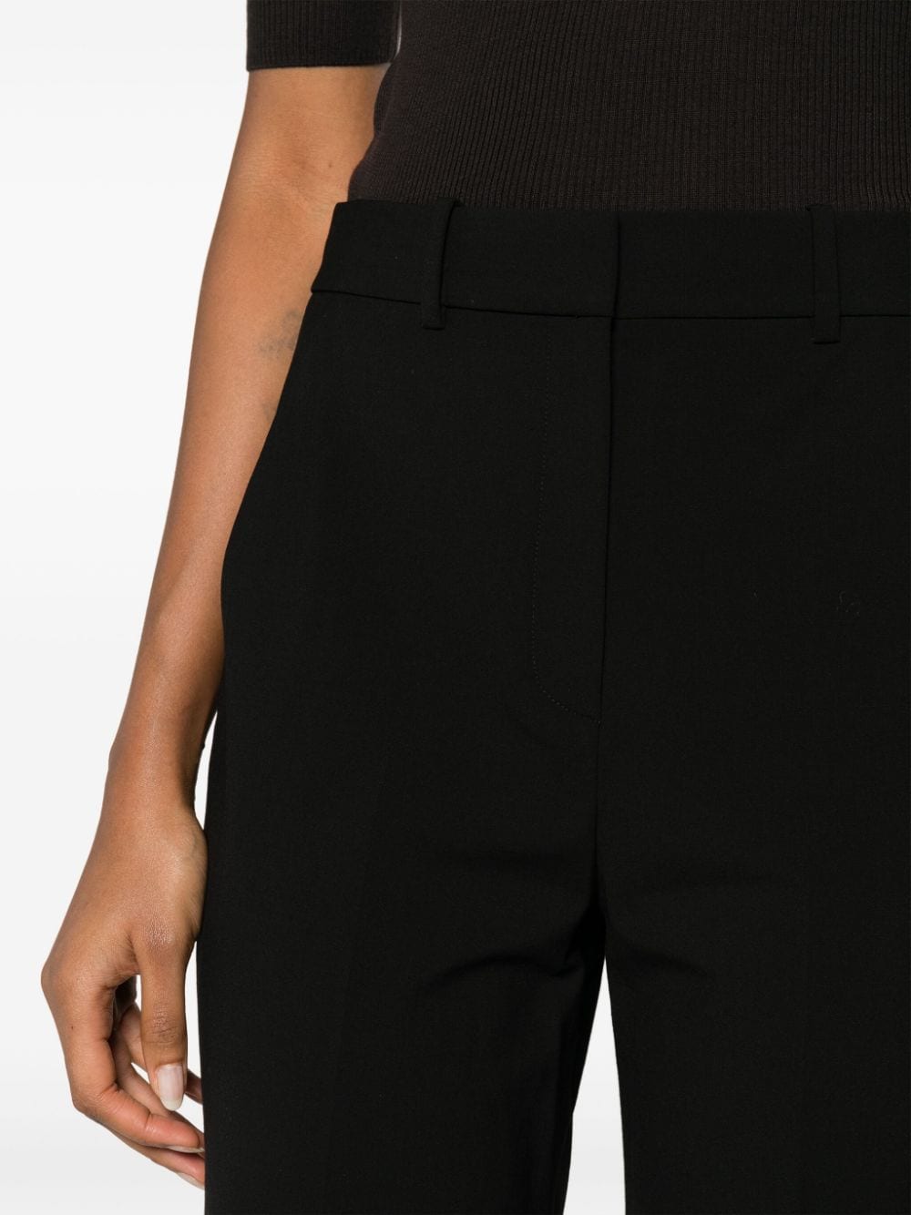 Shop Theory High-waisted Cropped Trousers In Black
