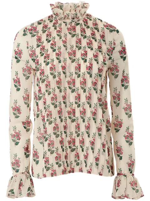 Carolina Herrera floral-print pintuck-detail blouse