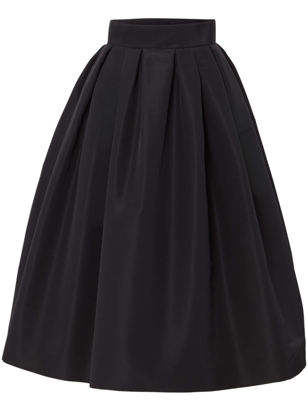 Shop Carolina Herrera Silk Pleated Midi Skirt In Black
