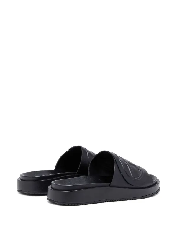 DIESEL | SA-SLIDE D OVAL W BLACK サンダル Diesel Sa-Slide D Oval W logo-embossed Slides | Black | FARFETCH