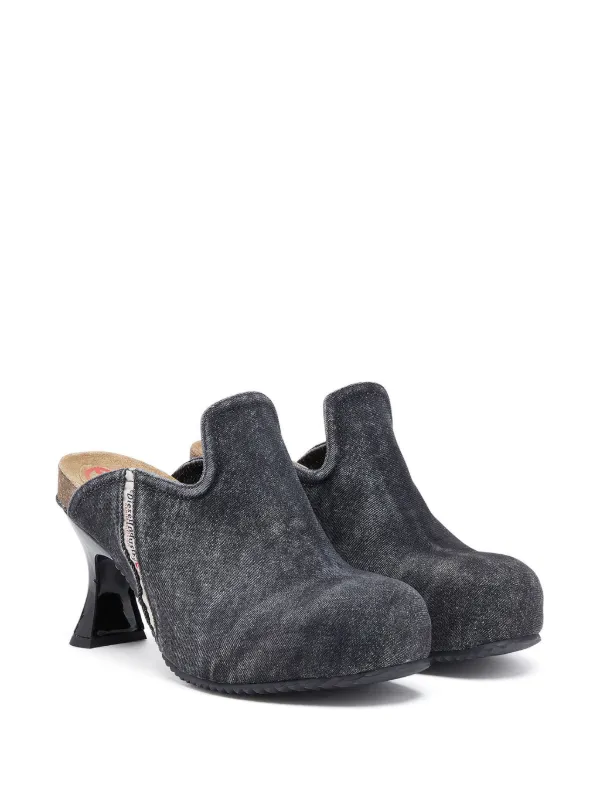 Diesel D-Woodstock W 80mm Denim Mules | Black | FARFETCH ZA