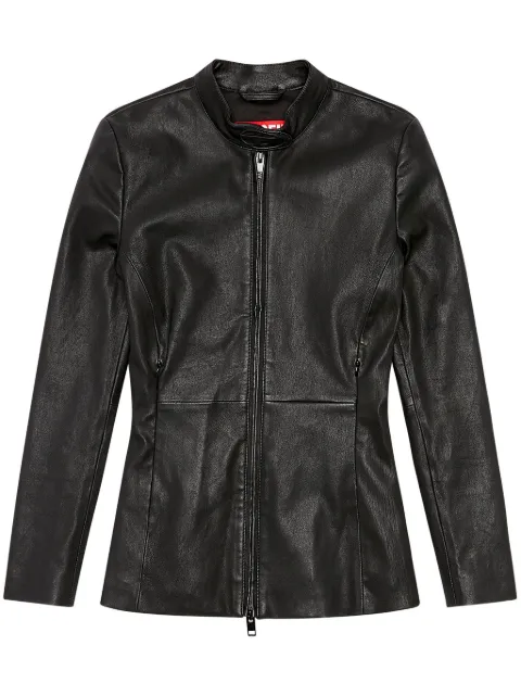 Diesel L-Sory-N1 logo-appliqué leather jacket