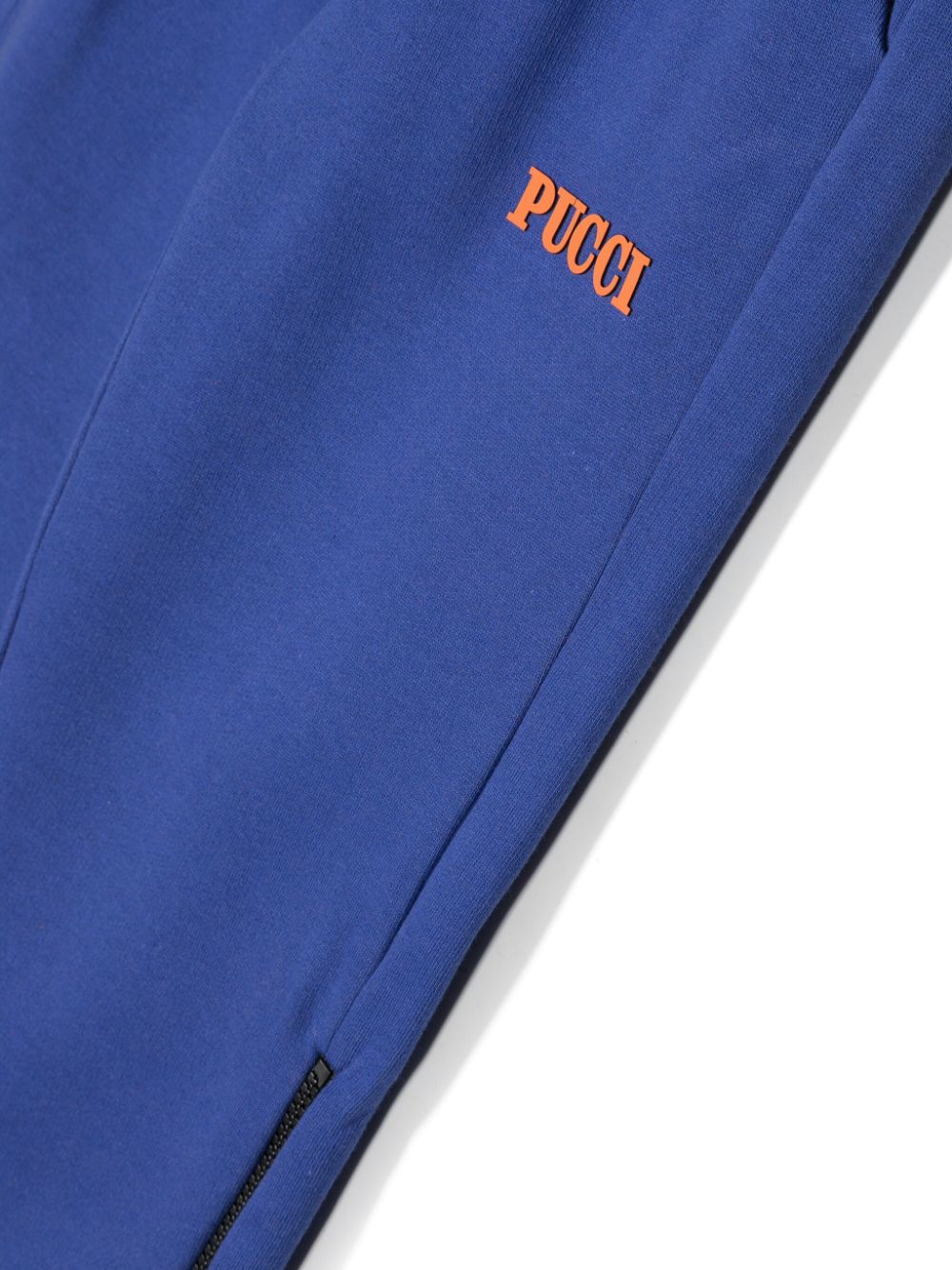 Shop Pucci Junior Logo-appliqué Cotton Track Pants In Blue
