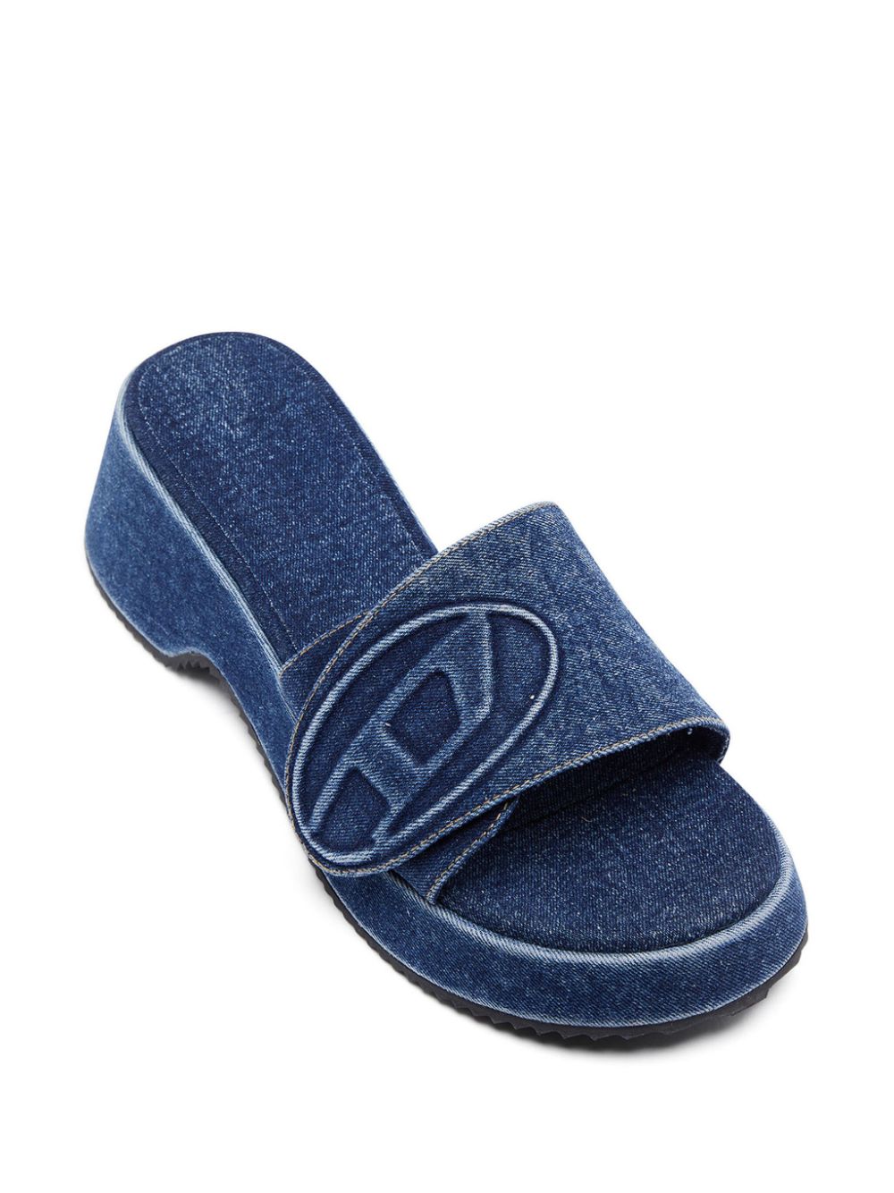 Shop Diesel Sa-oval D Pf W Denim Sandals In Blau