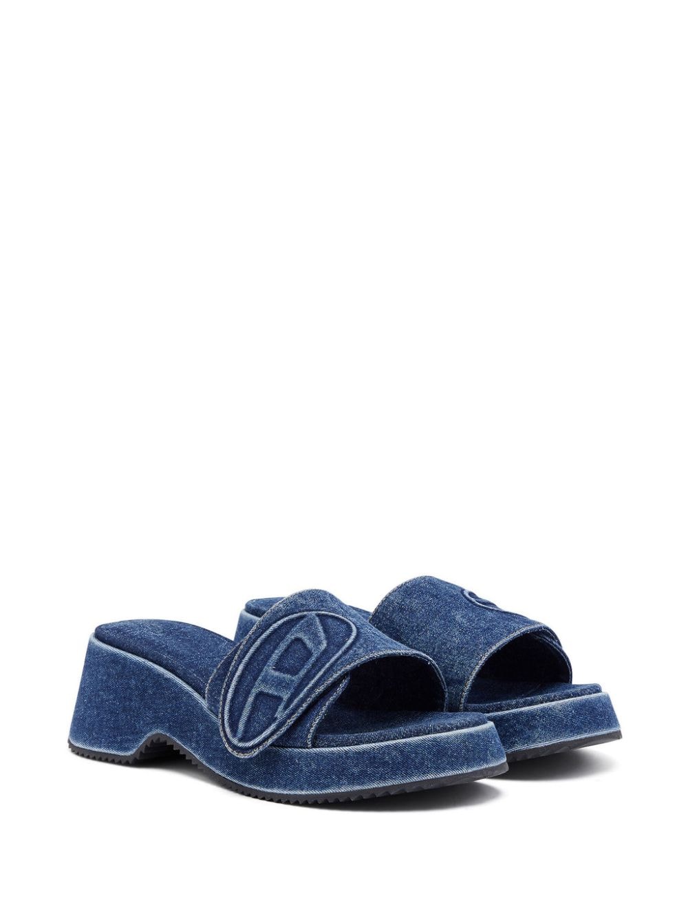Shop Diesel Sa-oval D Pf W Denim Sandals In Blau