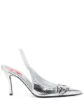 Diesel D-Venus 80mm leather slingback pumps - Silver