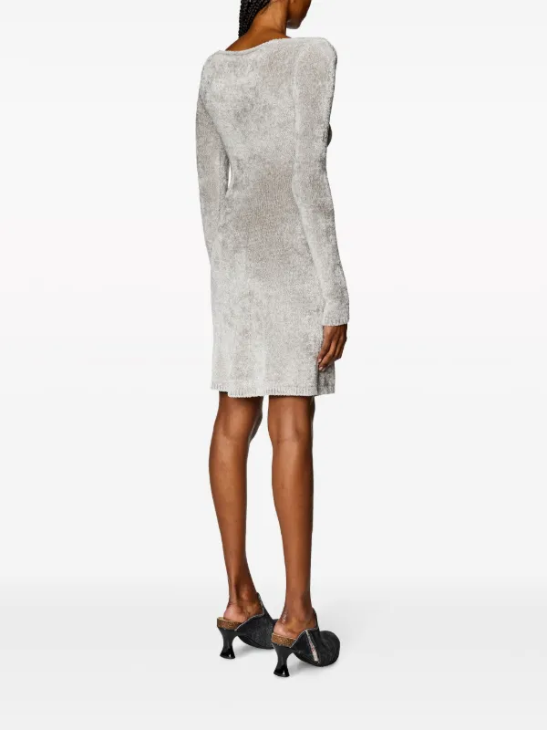 【洗練された大人の】DIESEL M-Coleen ロゴプラーク 起毛ワンピ Diesel M-Coleen logo-plaque Dress | Grey | FARFETCH JO