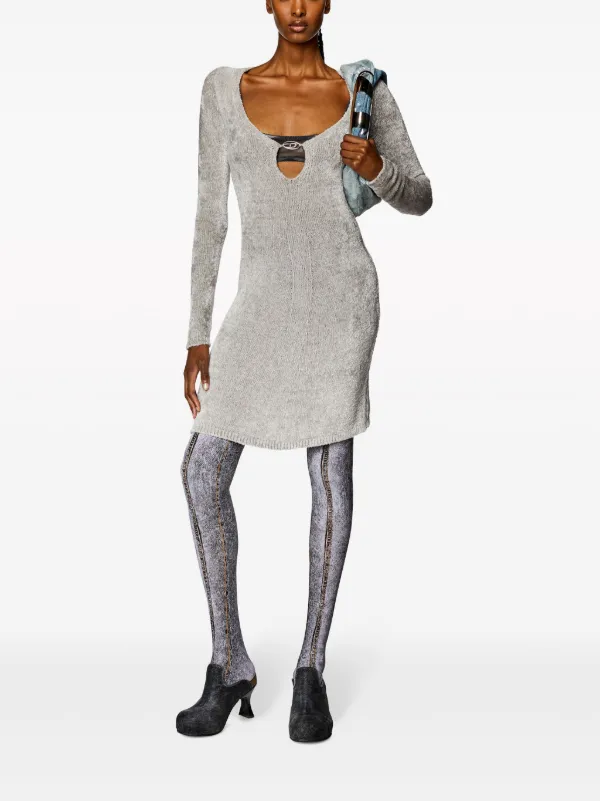 【洗練された大人の】DIESEL M-Coleen ロゴプラーク 起毛ワンピ Diesel M-Coleen logo-plaque Dress | Grey | FARFETCH JO