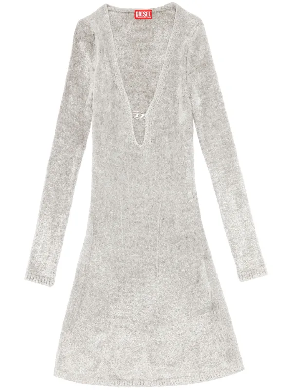 【洗練された大人の】DIESEL M-Coleen ロゴプラーク 起毛ワンピ Diesel M-Coleen logo-plaque Dress | Grey | FARFETCH JO