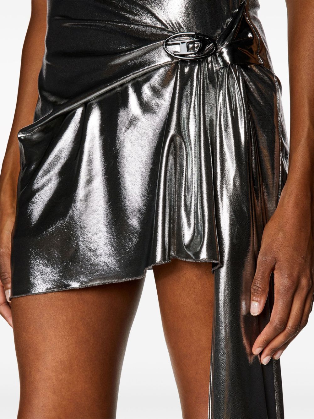 Shop Diesel D-blas Metallic-effect Minidress In Silver