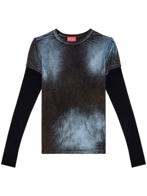 Diesel T-Miwa layered acid-wash T-shirt Women