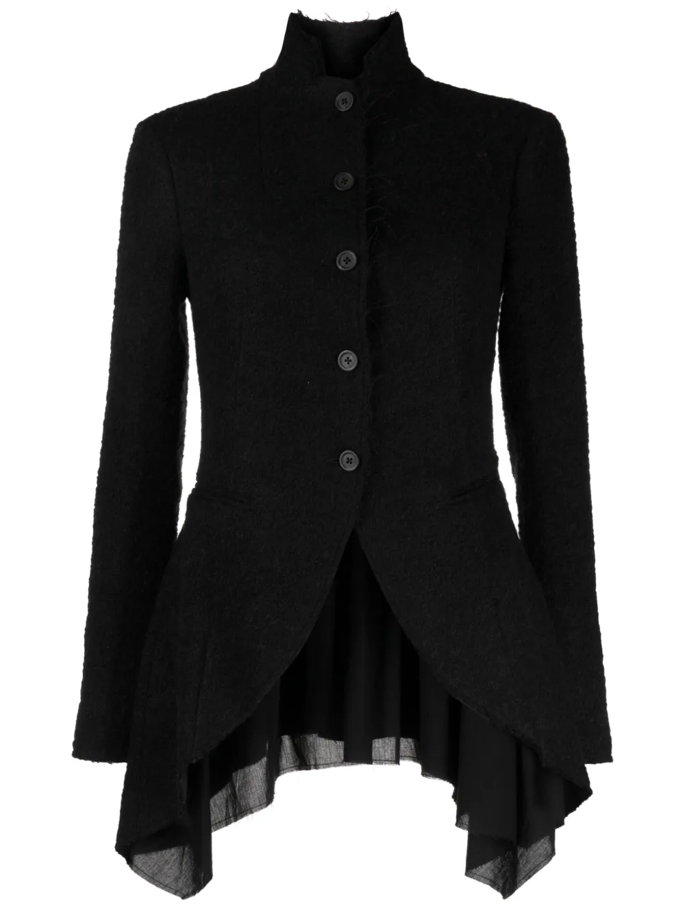 Forme D'expression Asymmetric-hem Linen Jacket In Black