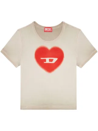DIESEL T-ELE ハートDロゴTシャツ M Diesel T-Ele Heart D T-shirt | Neutrals | FARFETCH