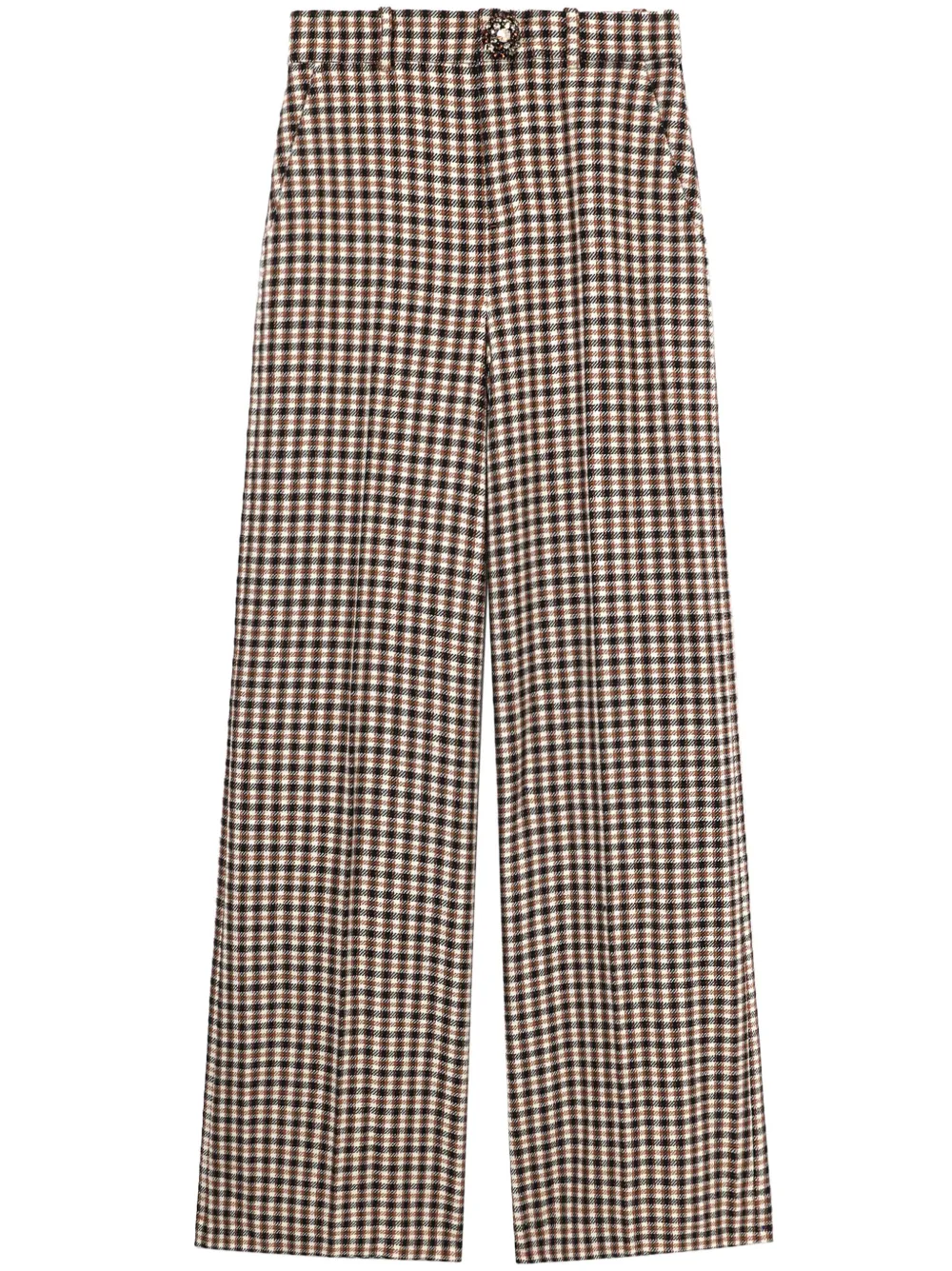 AREA Geruite broek verfraaid met kristallen Bruin