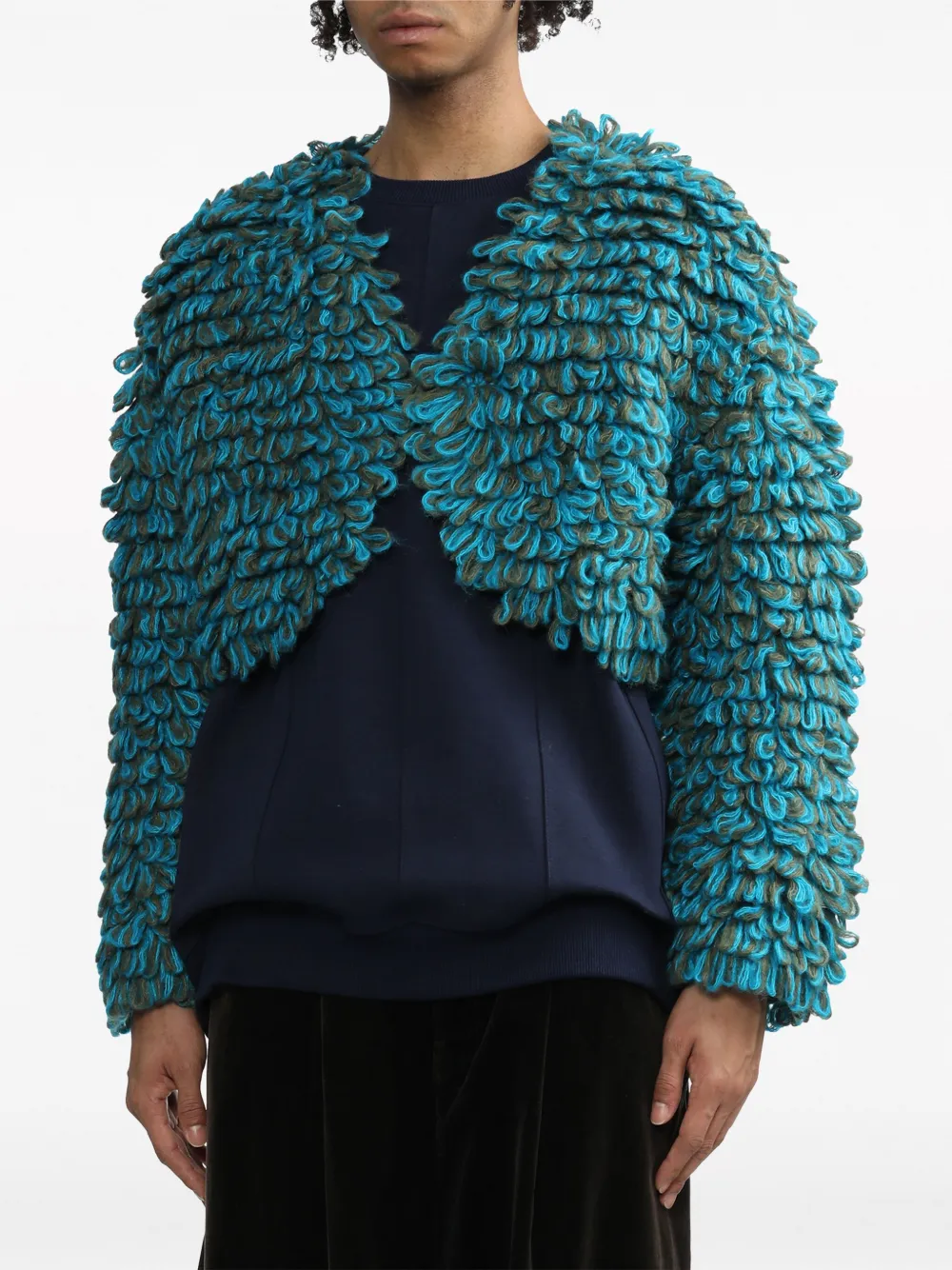 Ader Error Omnis Textured Cropped Jacket In Blue
