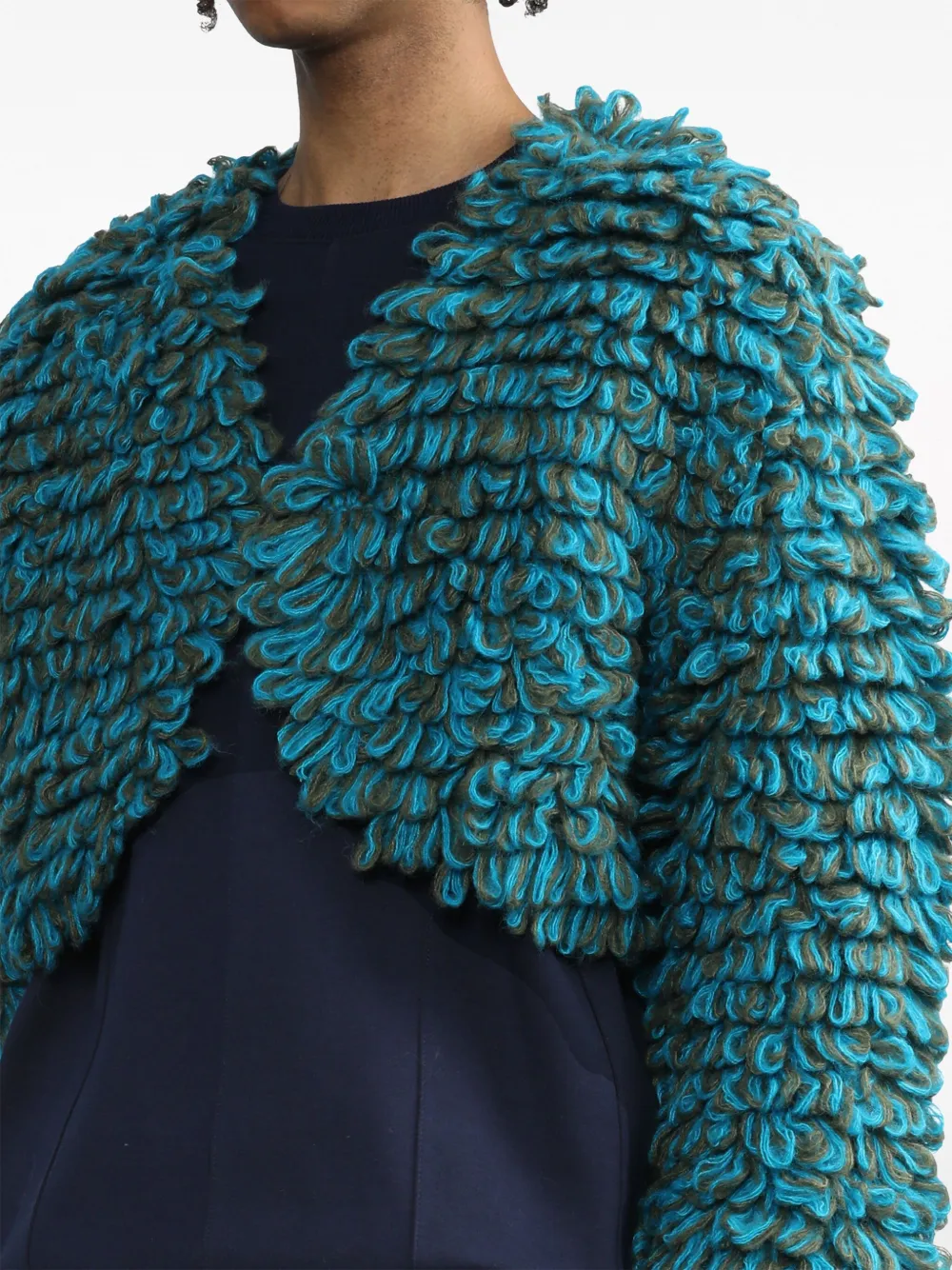 Ader Error Omnis Textured Cropped Jacket In Blue