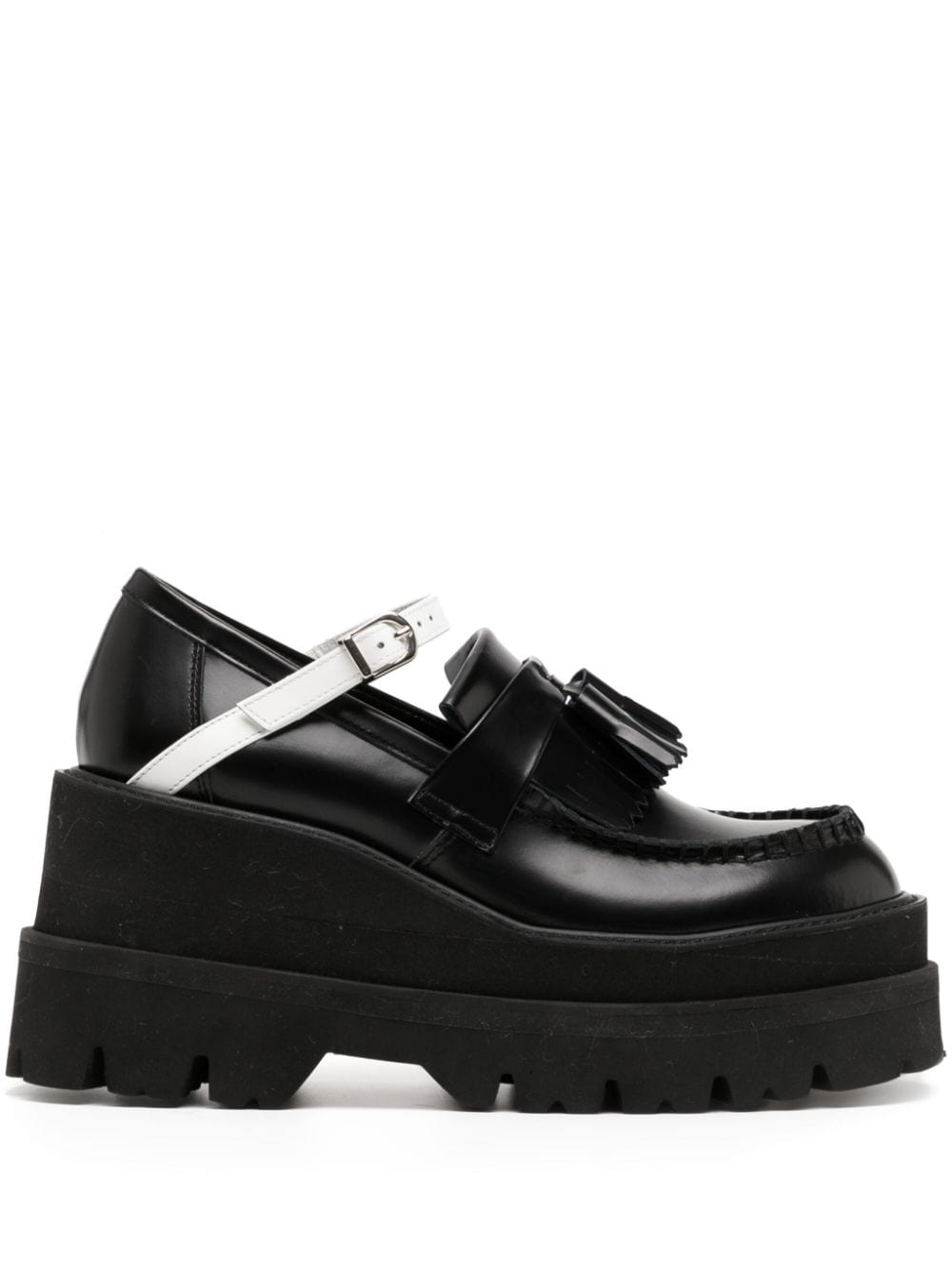 Shop Undercover 95mm Tassel-detail Leather Loafers In Black