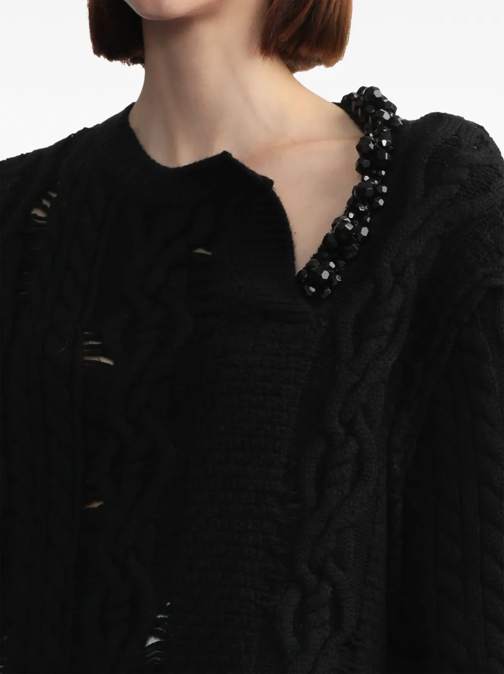 Simone Rocha Black Beaded Sweater In Black