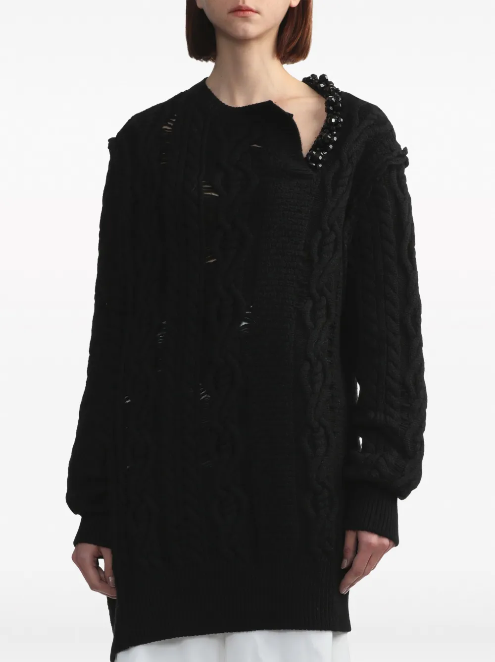 Simone Rocha Black Beaded Sweater In Black