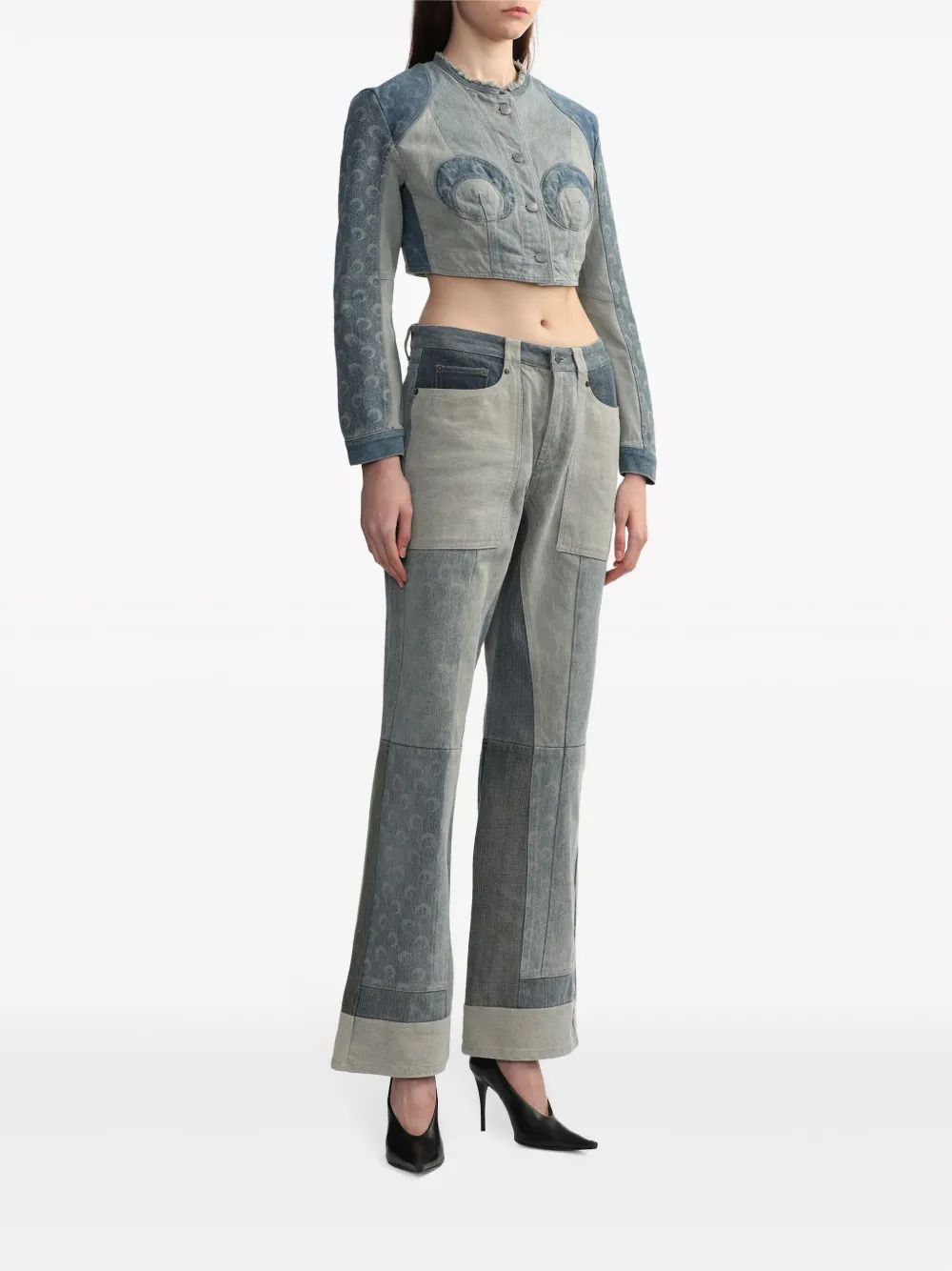 Marine Serre Regenerated wide-leg jeans - Blauw