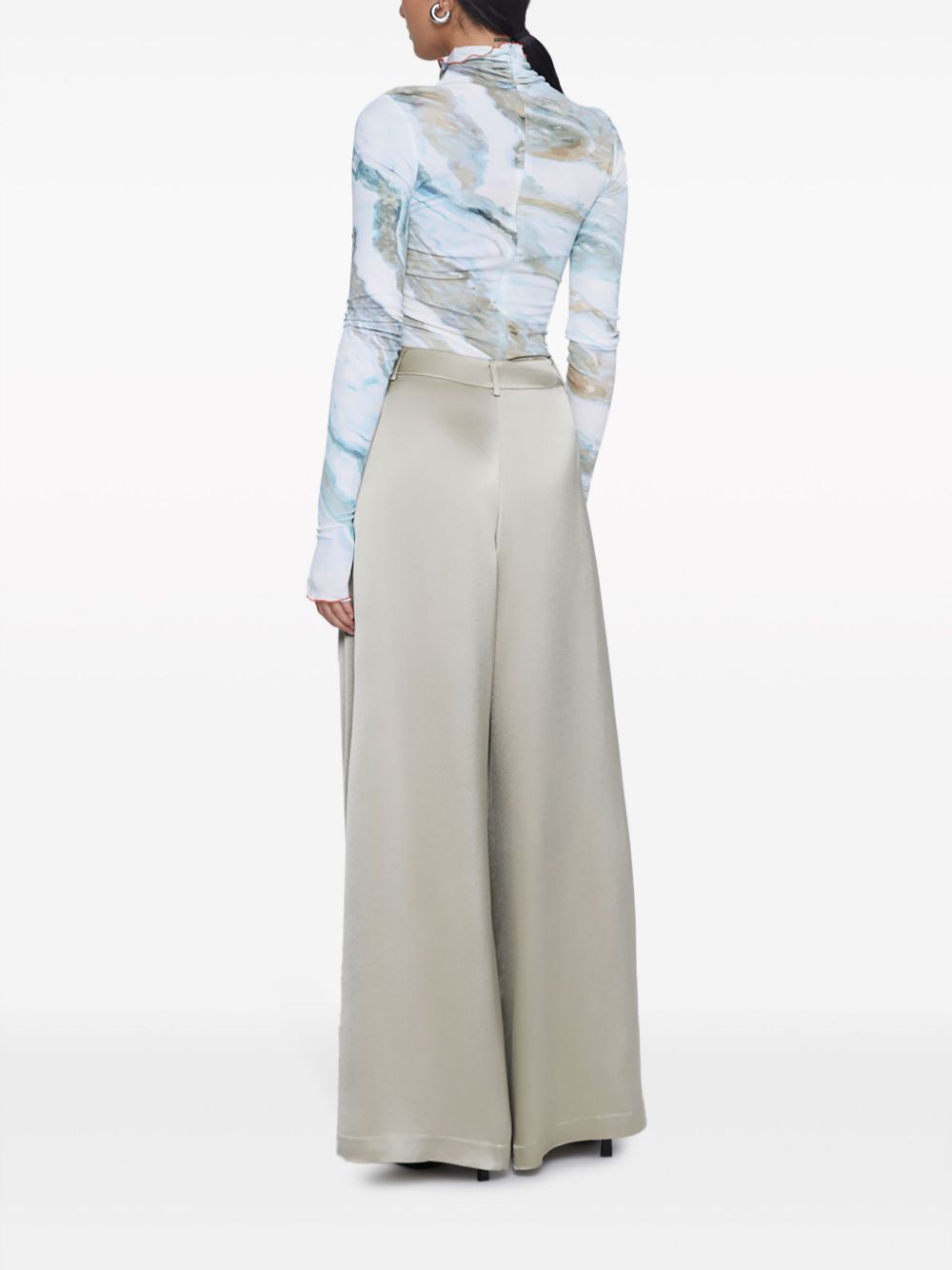 Shop Anna Quan Mateo Satin-finish Trousers In Grey