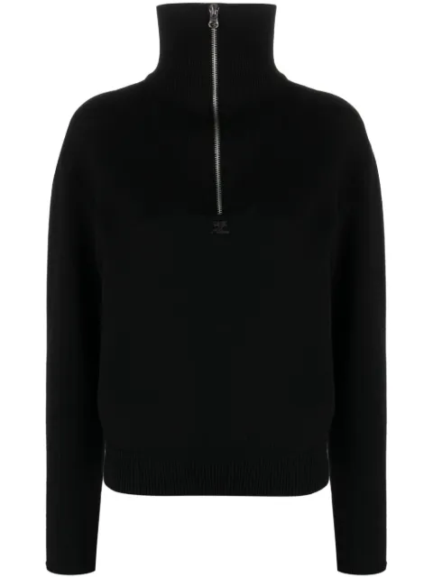 Courrèges logo-patch half-zip jumper