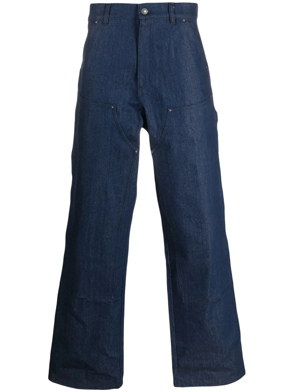 stud-embellished wide-leg jeans