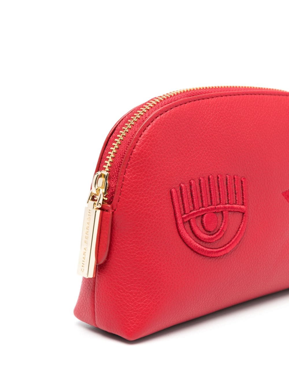 Shop Chiara Ferragni Eyelike-embroidered Make Up Bag In Red