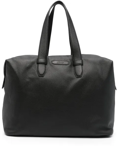 Brioni sac de voyage en cuir à patch logo