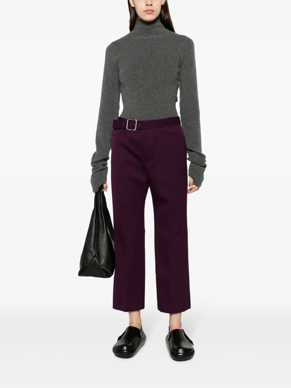 Jil Sander buckle-fastening cropped trousers - Paars