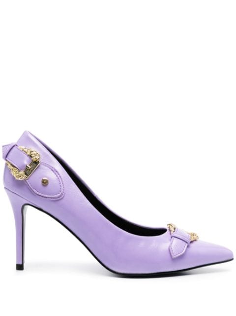 Versace Jeans Couture Baroque-buckle 90mm stiletto pumps