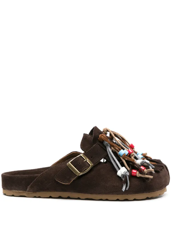 Scarosso Gea Tasselled Suede Slippers | Brown | FARFETCH SA