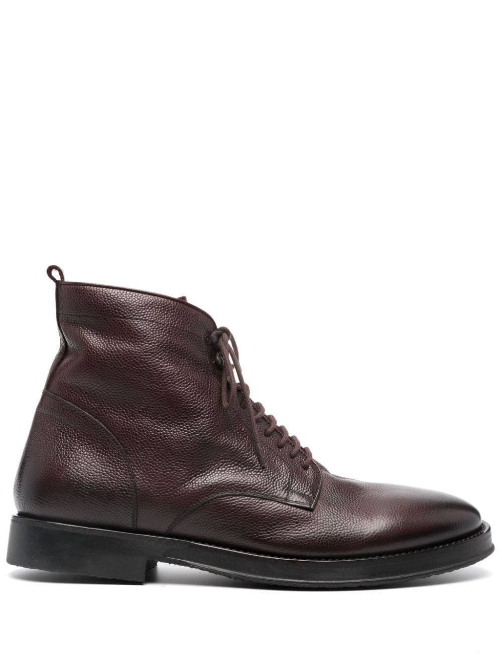 Shop Alberto Fasciani Gabriel Pebbled-leather Boots In 褐色