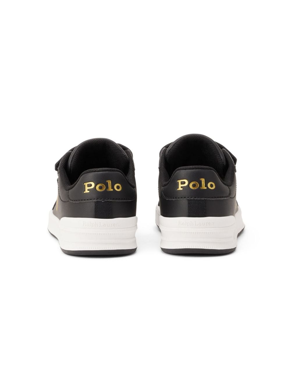 Shop Ralph Lauren Polo Pony Leather Sneakers In Black