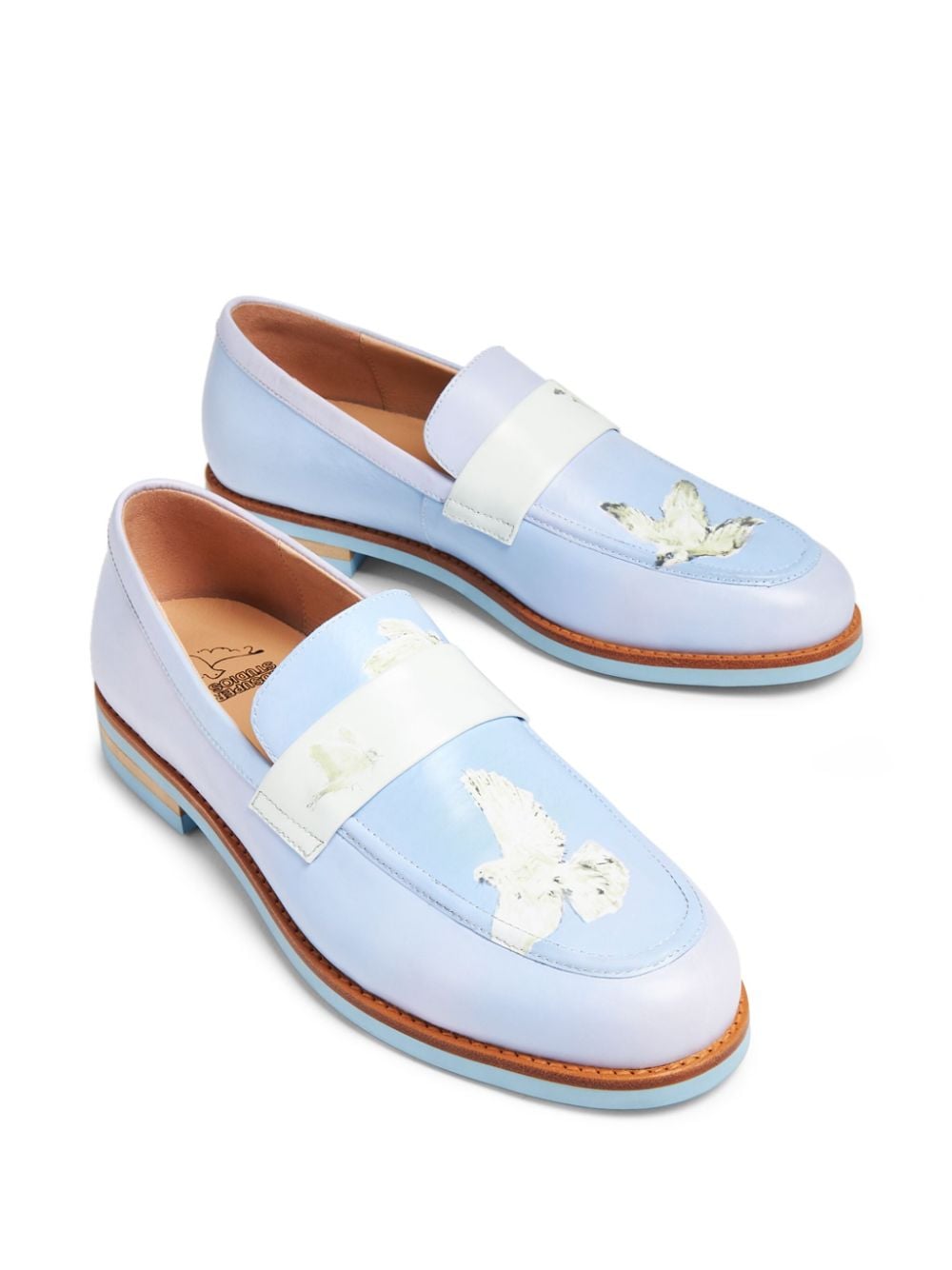 Shop Kidsuper Graphic-print Leather Loafers In Blue