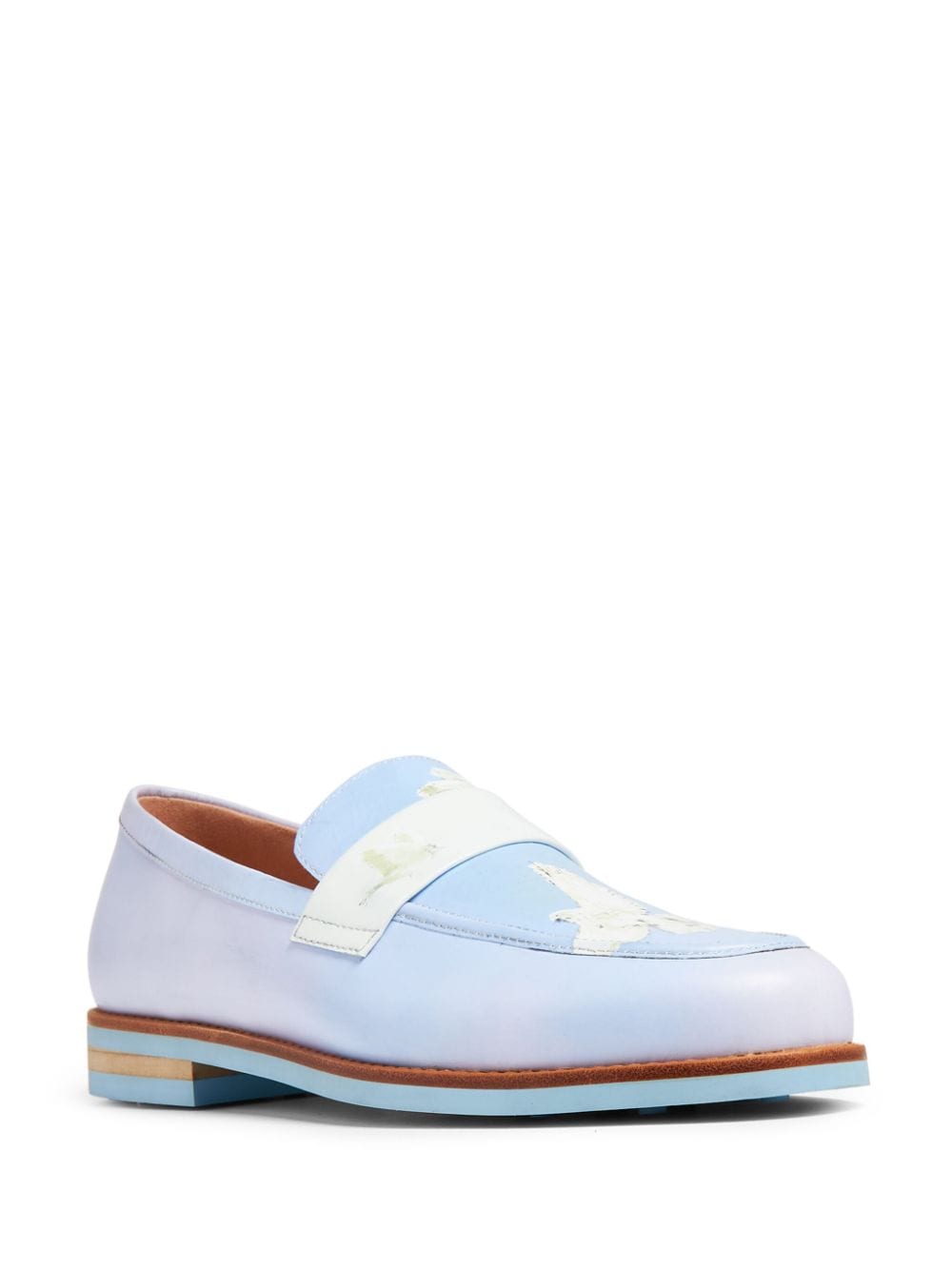 Shop Kidsuper Graphic-print Leather Loafers In Blue